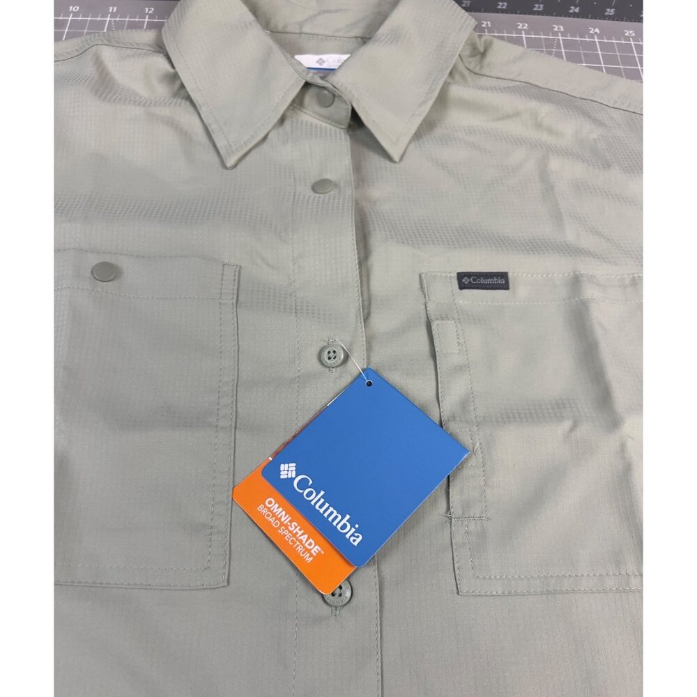 Columbia Women's Sz. M Silver Ridge Omni-Shade Short Sleeve Button Shirt Sage - Picture 2 of 6